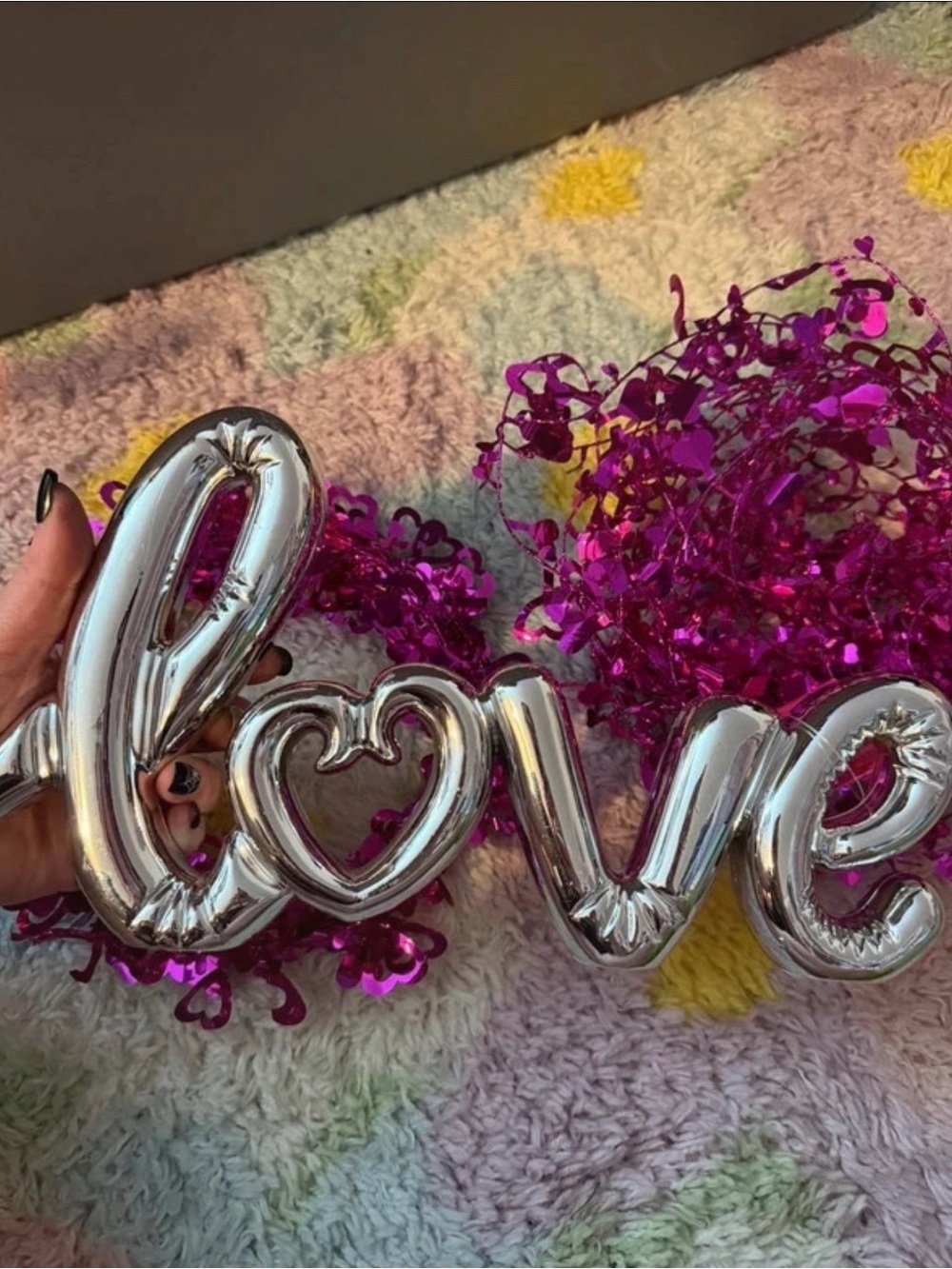 Silver "Love" Foil Balloon Party Decoration - Home Party Supplies NEW with Tag